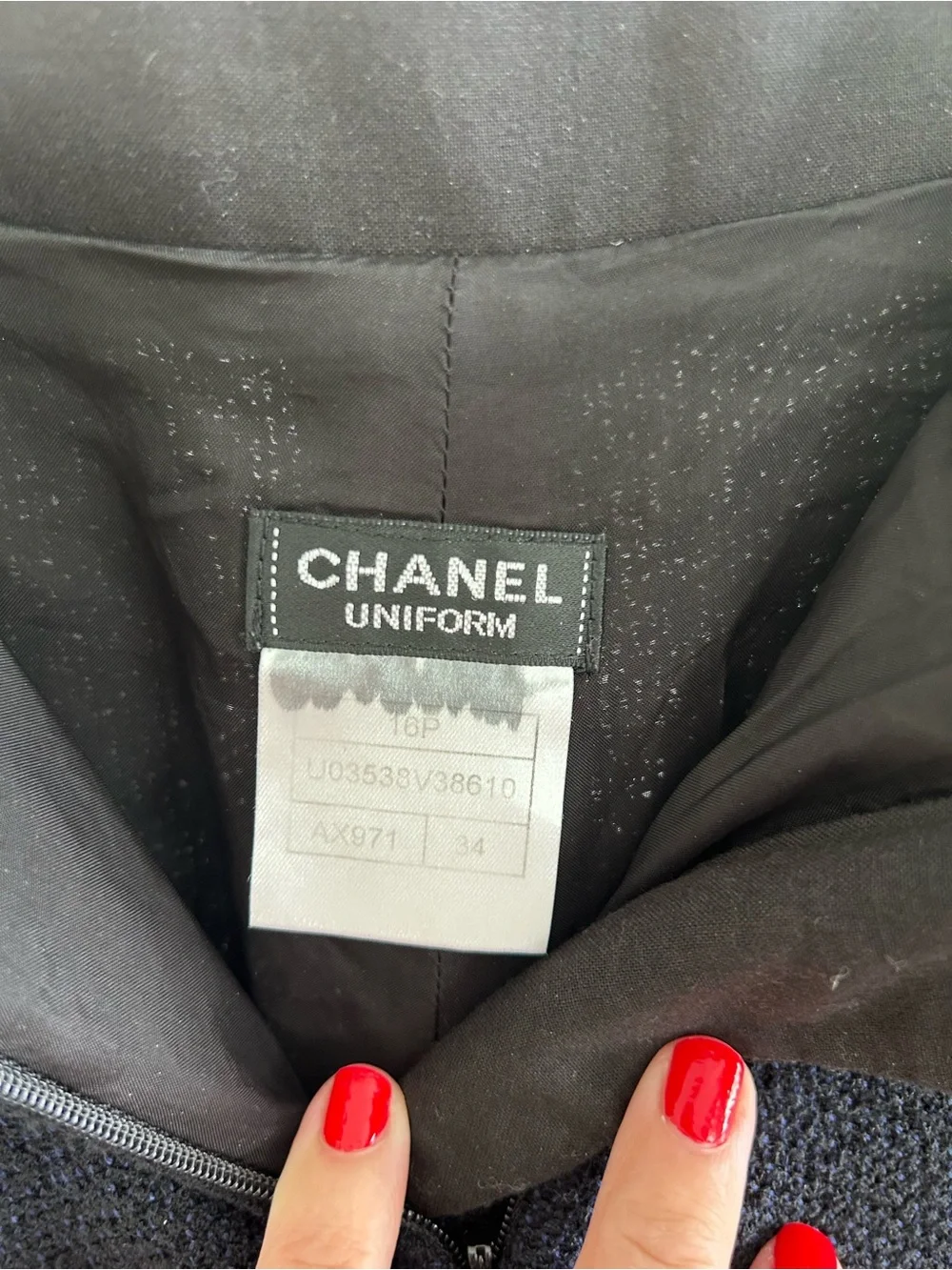 CHANEL Uniform Blue Black Tweed Wool Pants Women’s Size FR 34/US 2 Straight Leg